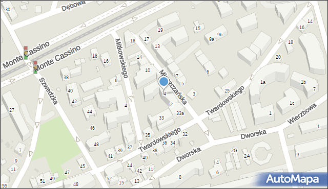 Kraków, Mieszczańska, 4, mapa Krakowa