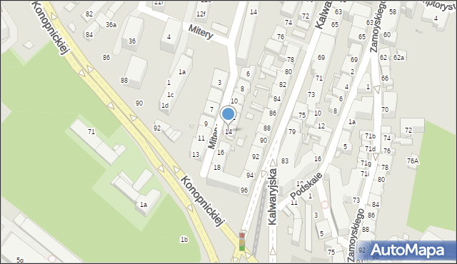Kraków, Mitery Stanisława, 14, mapa Krakowa