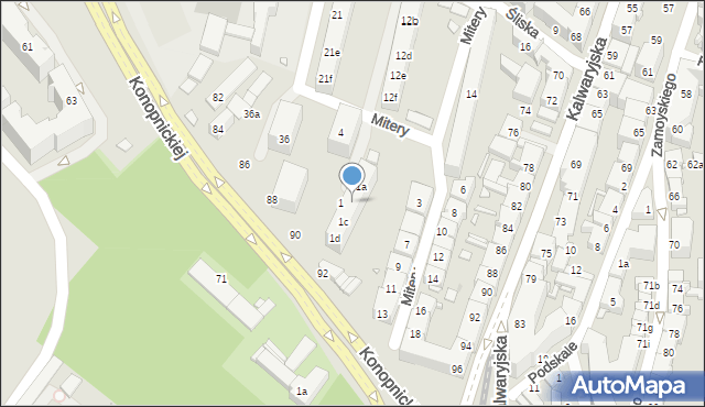 Kraków, Mitery Stanisława, 1b, mapa Krakowa