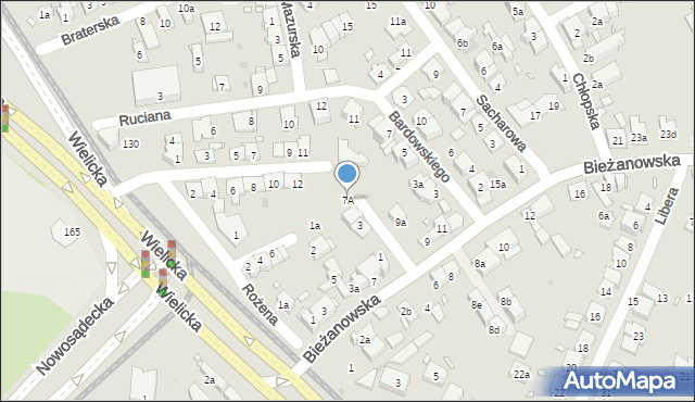 Kraków, Mierosławskiego Ludwika, gen., 7A, mapa Krakowa