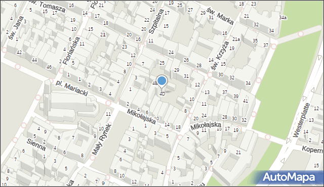 Kraków, Mikołajska, 4D, mapa Krakowa