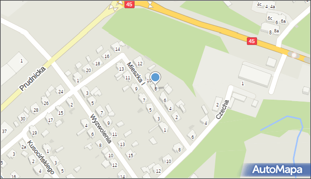 Krapkowice, Mieszka I, 8, mapa Krapkowice