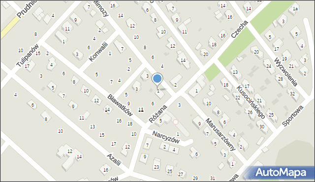 Krapkowice, Mimozy, 1, mapa Krapkowice