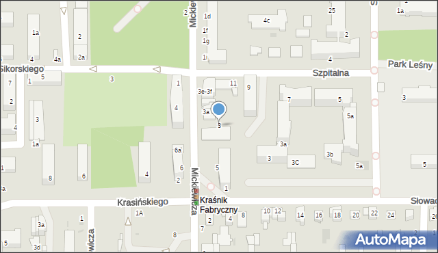 Kraśnik, Mickiewicza Adama, 3, mapa Kraśnik