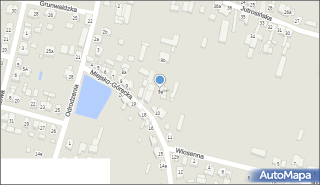 Krobia, Miejsko-Górecka, 9a, mapa Krobia