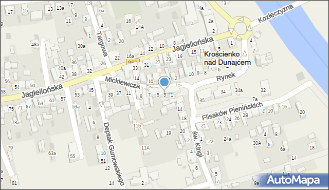 Krościenko nad Dunajcem, Mickiewicza Adama, 3, mapa Krościenko nad Dunajcem