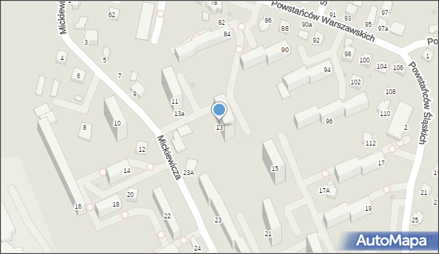 Krosno, Mickiewicza Adama, 13, mapa Krosna