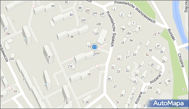 Krosno, Mickiewicza Adama, 17, mapa Krosna