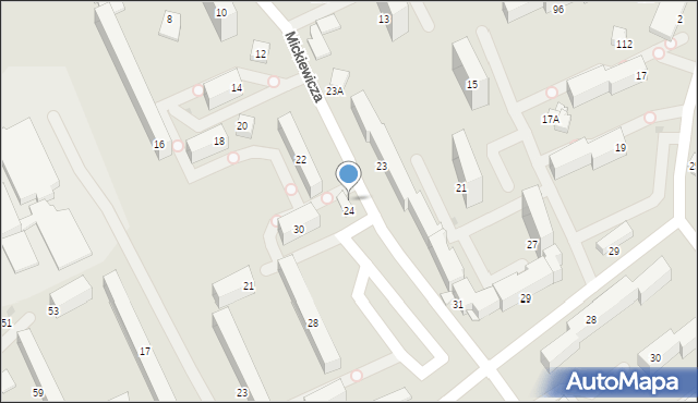 Krosno, Mickiewicza Adama, 22a, mapa Krosna