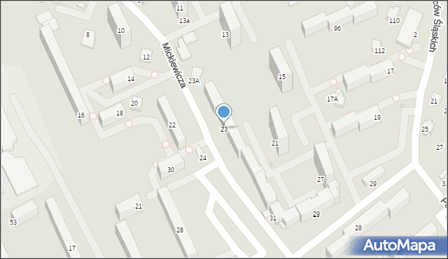 Krosno, Mickiewicza Adama, 23, mapa Krosna
