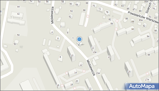 Krosno, Mickiewicza Adama, 9a, mapa Krosna