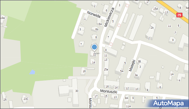 Krosno Odrzańskie, Mickiewicza Adama, 12, mapa Krosno Odrzańskie
