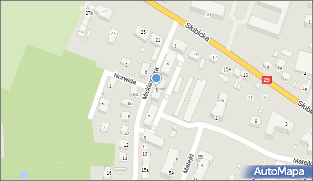 Krosno Odrzańskie, Mickiewicza Adama, 5, mapa Krosno Odrzańskie