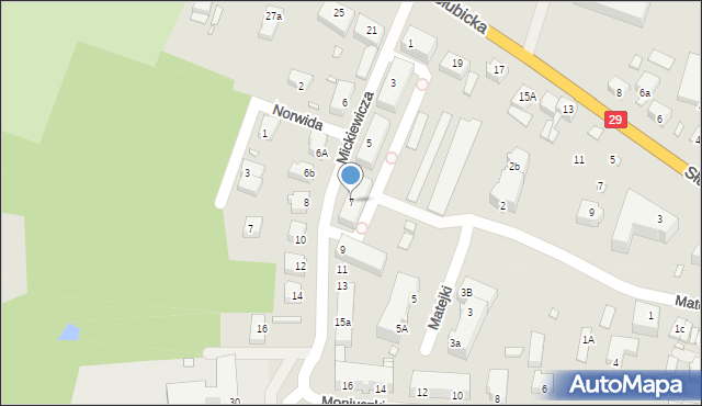 Krosno Odrzańskie, Mickiewicza Adama, 7, mapa Krosno Odrzańskie