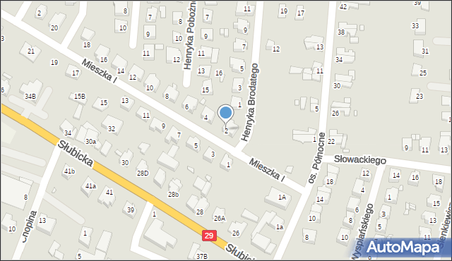 Krosno Odrzańskie, Mieszka I, 2, mapa Krosno Odrzańskie