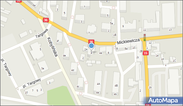 Krotoszyn, Mickiewicza Adama, 4, mapa Krotoszyna