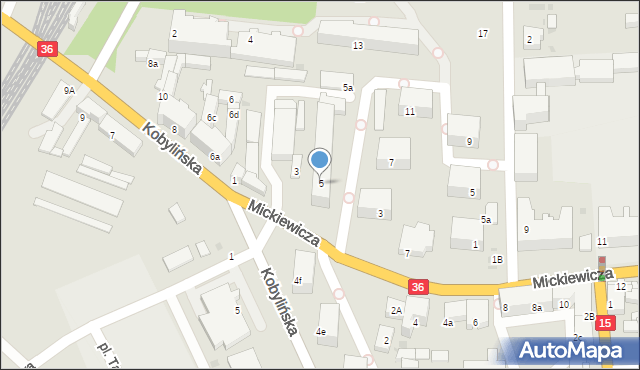 Krotoszyn, Mickiewicza Adama, 5, mapa Krotoszyna