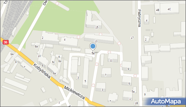 Krotoszyn, Mickiewicza Adama, 5a, mapa Krotoszyna