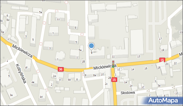 Krotoszyn, Mickiewicza Adama, 9, mapa Krotoszyna