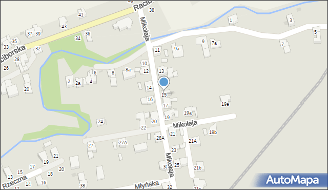 Krzanowice, Mikołaja, 15, mapa Krzanowice