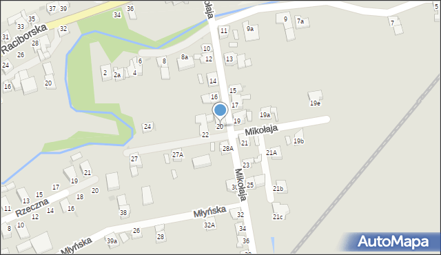 Krzanowice, Mikołaja, 20, mapa Krzanowice