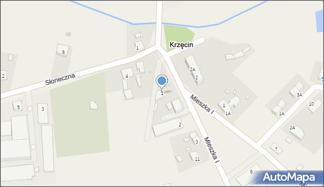 Krzęcin, Mieszka I, 1, mapa Krzęcin