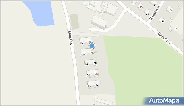 Krzęcin, Mieszka I, 7B, mapa Krzęcin
