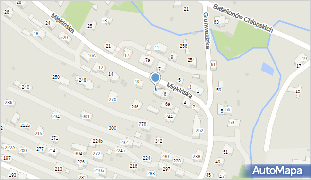 Krzeszowice, Miękińska, 8, mapa Krzeszowice