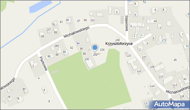 Krzysztoforzyce, Michałowskiego Piotra, 102, mapa Krzysztoforzyce