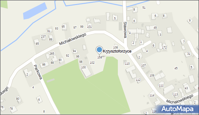 Krzysztoforzyce, Michałowskiego Piotra, 104, mapa Krzysztoforzyce