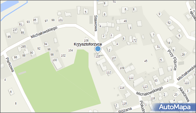 Krzysztoforzyce, Michałowskiego Piotra, 110, mapa Krzysztoforzyce