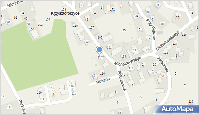 Krzysztoforzyce, Michałowskiego Piotra, 114, mapa Krzysztoforzyce