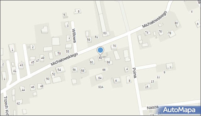 Krzysztoforzyce, Michałowskiego Piotra, 62, mapa Krzysztoforzyce