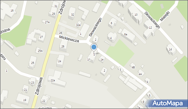 Kudowa-Zdrój, Mickiewicza Adama, 1, mapa Kudowa-Zdrój