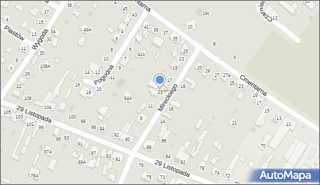 Kutno, Mireckiego, 13, mapa Kutno