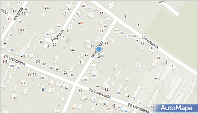 Kutno, Mireckiego, 16, mapa Kutno