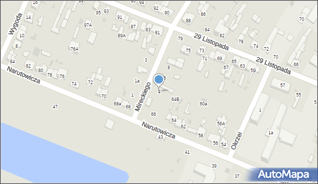 Kutno, Mireckiego, 4, mapa Kutno