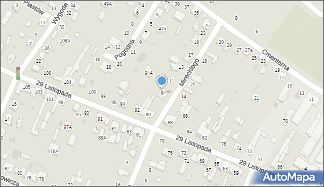 Kutno, Mireckiego, 9, mapa Kutno