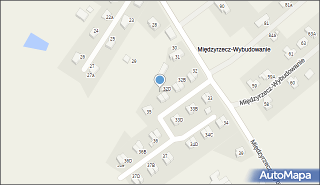 Kuźnik, Międzyrzecz-Wybudowanie, 32E, mapa Kuźnik