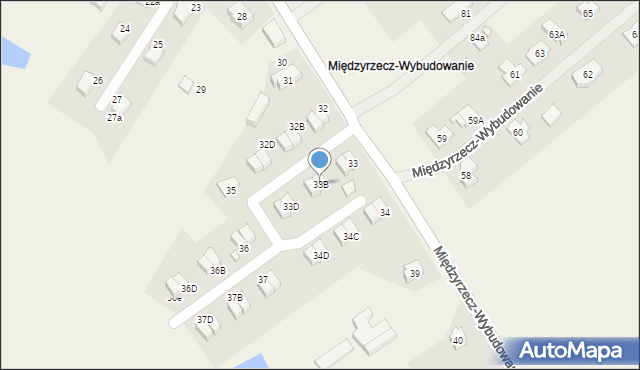 Kuźnik, Międzyrzecz-Wybudowanie, 33B, mapa Kuźnik