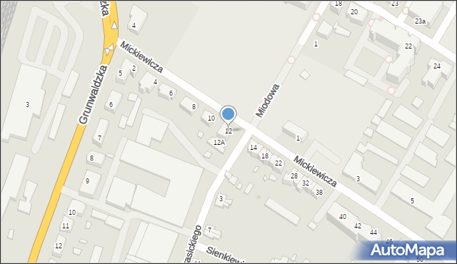 Kwidzyn, Mickiewicza Adama, 12, mapa Kwidzyn