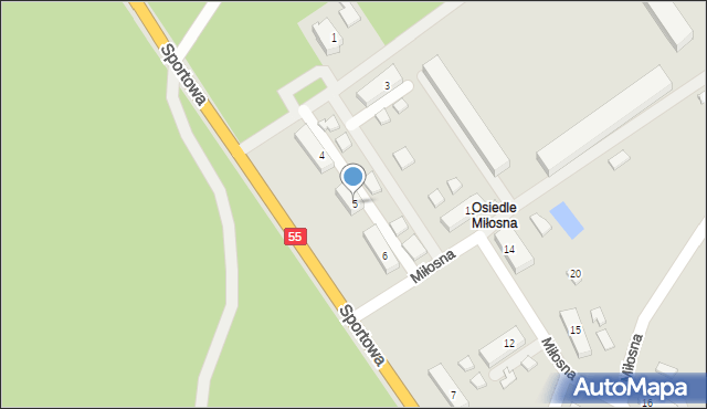 Kwidzyn, Miłosna, 5, mapa Kwidzyn