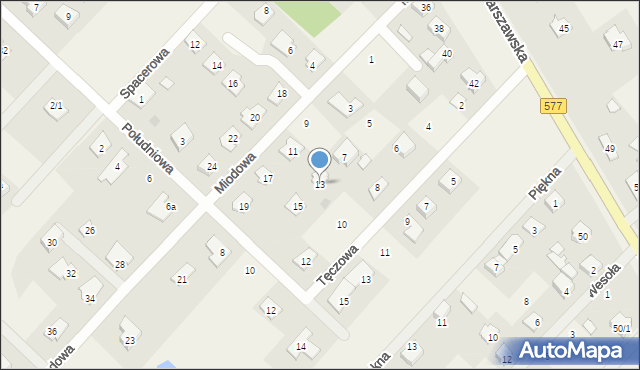 Łąck, Miodowa, 13, mapa Łąck