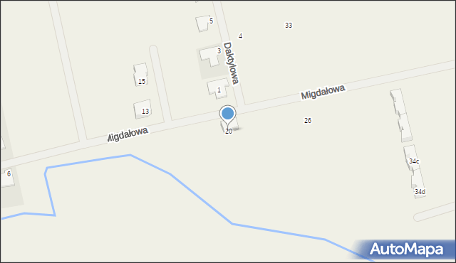 Łady, Migdałowa, 20, mapa Łady