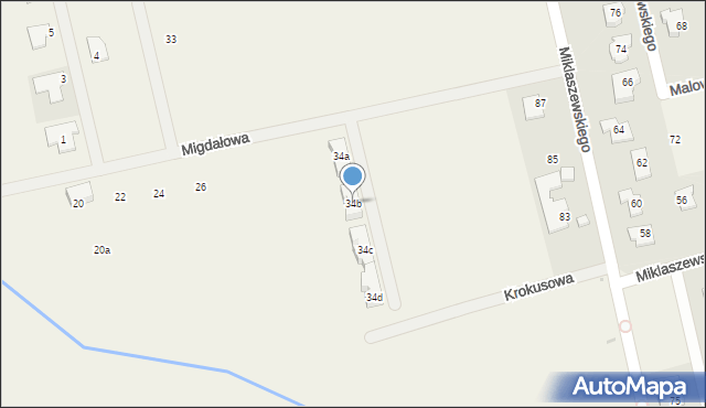 Łady, Migdałowa, 34b, mapa Łady