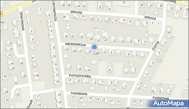 Łagiewniki, Mickiewicza Adama, 13a, mapa Łagiewniki
