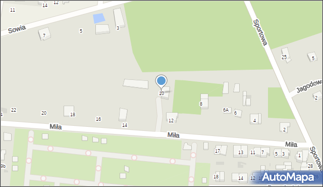 Łask, Miła, 10, mapa Łask