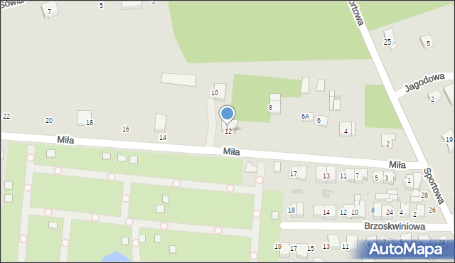 Łask, Miła, 12, mapa Łask