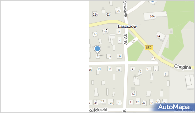 Łaszczów, Mickiewicza Adama, 4, mapa Łaszczów