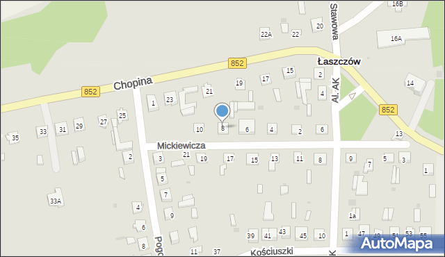 Łaszczów, Mickiewicza Adama, 8, mapa Łaszczów